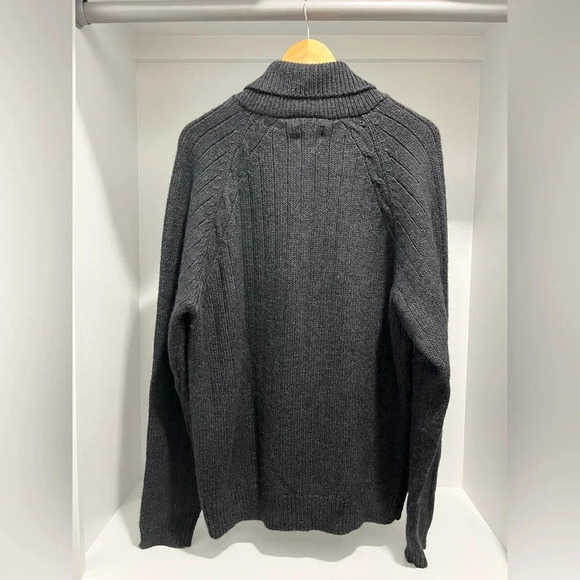 North 44 Alpaca italian yarn cable knit shawl collar gray sweater men’s large - Picture 7 of 10